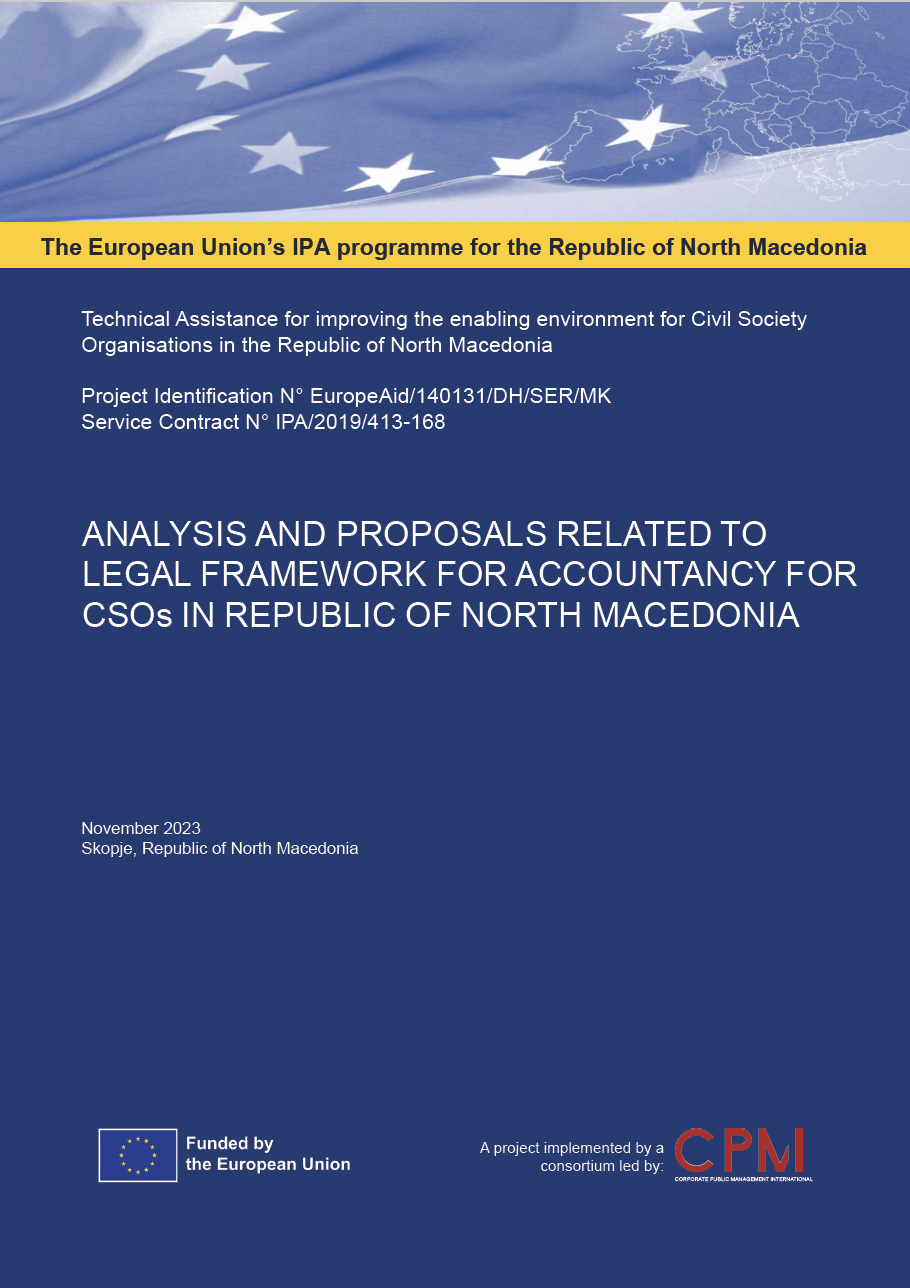 Report | Analysis and proposals related to the legal framework for accountancy for CSOs in Republic of North Macedonia